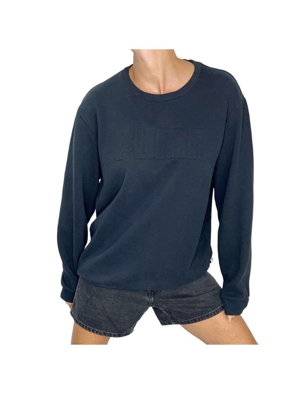 PUMA black spell out crew neck sweat shirt L - Picture 2 of 11